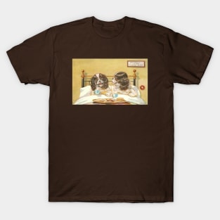 Cute Spaniel Dog Couple Share Some Pop Tarts in Bed T-Shirt